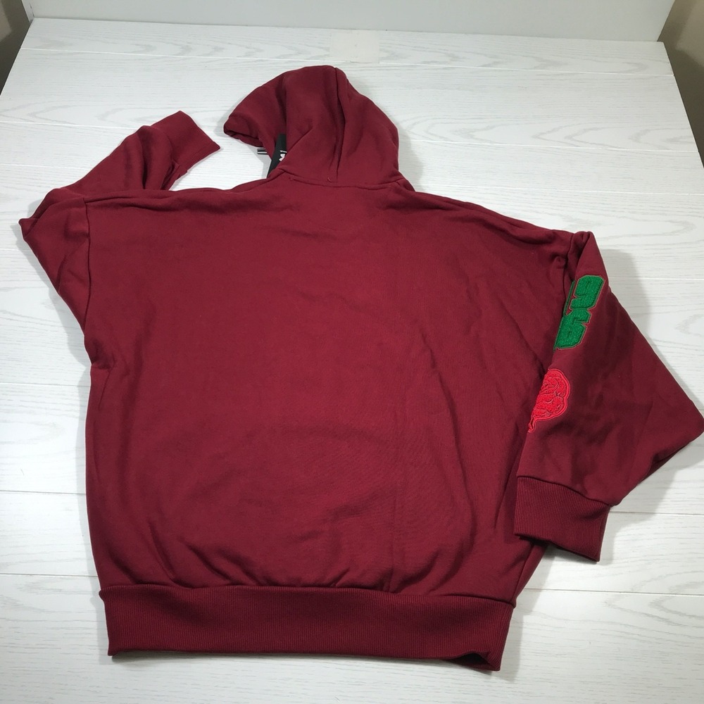 New Under Armour Icon Heavyweight Terry Hoodie Men L Red Embroidered Oversized - Picture 2 of 16
